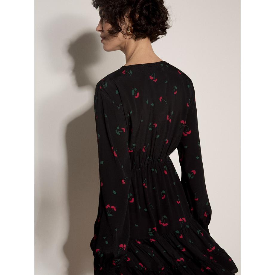 APRICOT Mini-robe en crêpe à imprimé cerises  