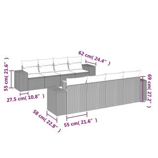 VidaXL Ensemble de canapés de jardin rotin synthétique  