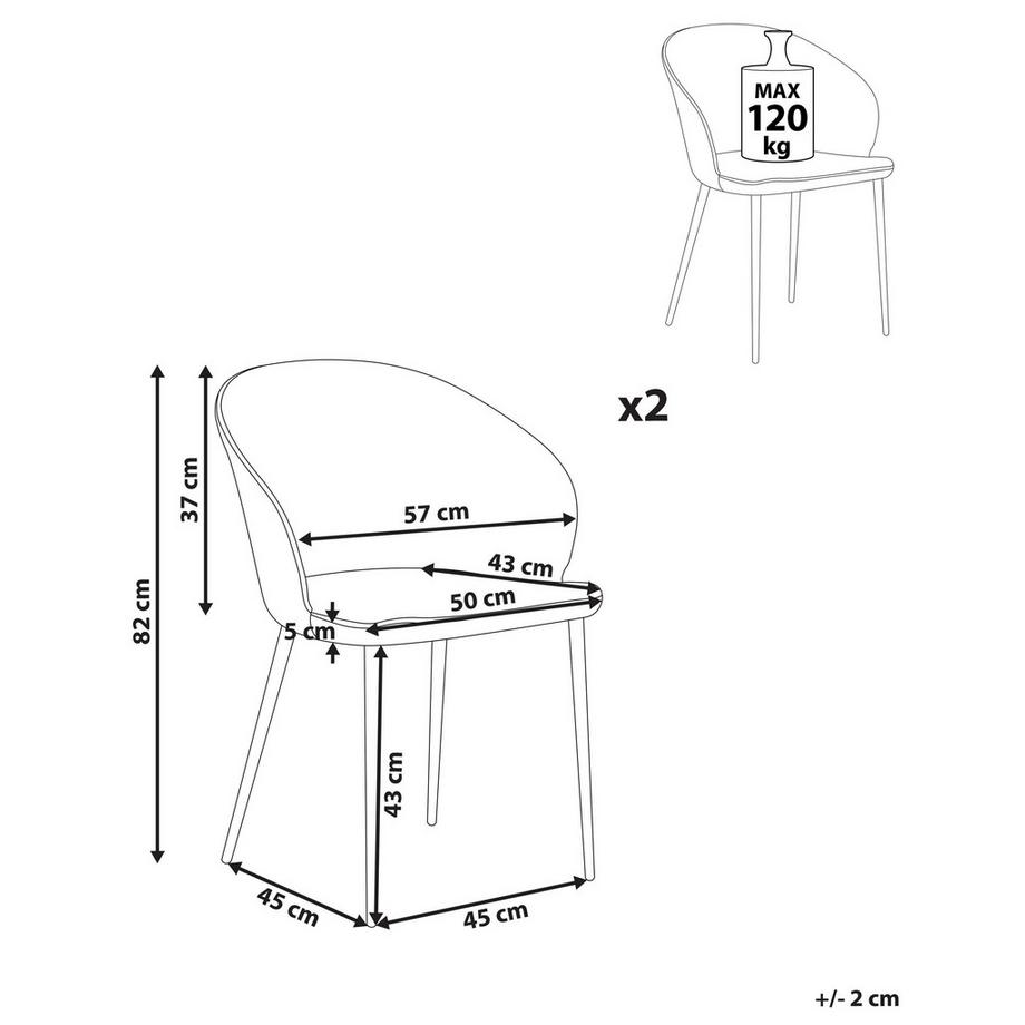Beliani Lot de 2 chaises de salle à manger en Bouclé  MASON  