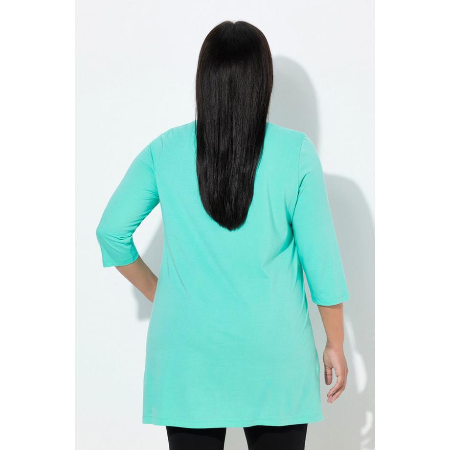 Ulla Popken Maglia lunga scollo a V maniche 3/4 taglio svasato  