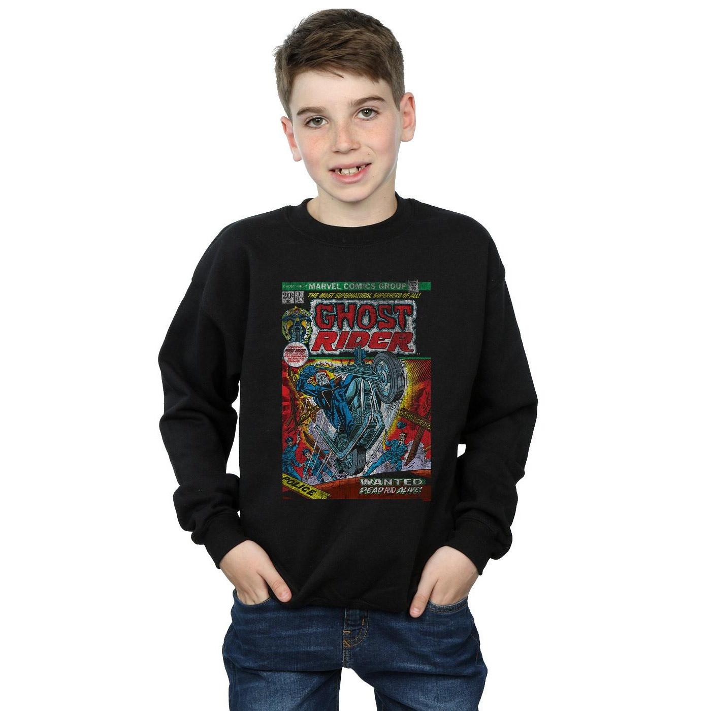 MARVEL  Ghost Rider Distressed Comic Cover Sweatshirt 