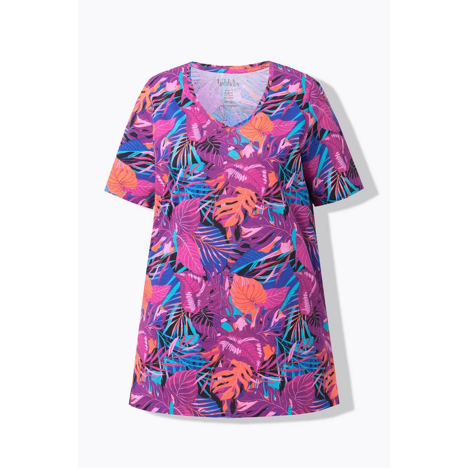 Ulla Popken T-shirt long A-Line Col V Manches Courtes  