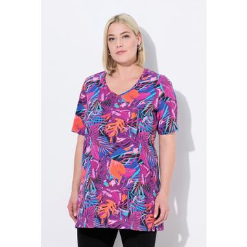 Maglia dal taglio lungo e svasato con scollo a V e mezze maniche