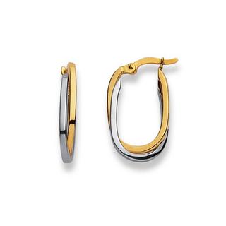 MUAU Schmuck  Creolen Bicolor Gelb-/Weissgold 750, 21mm 