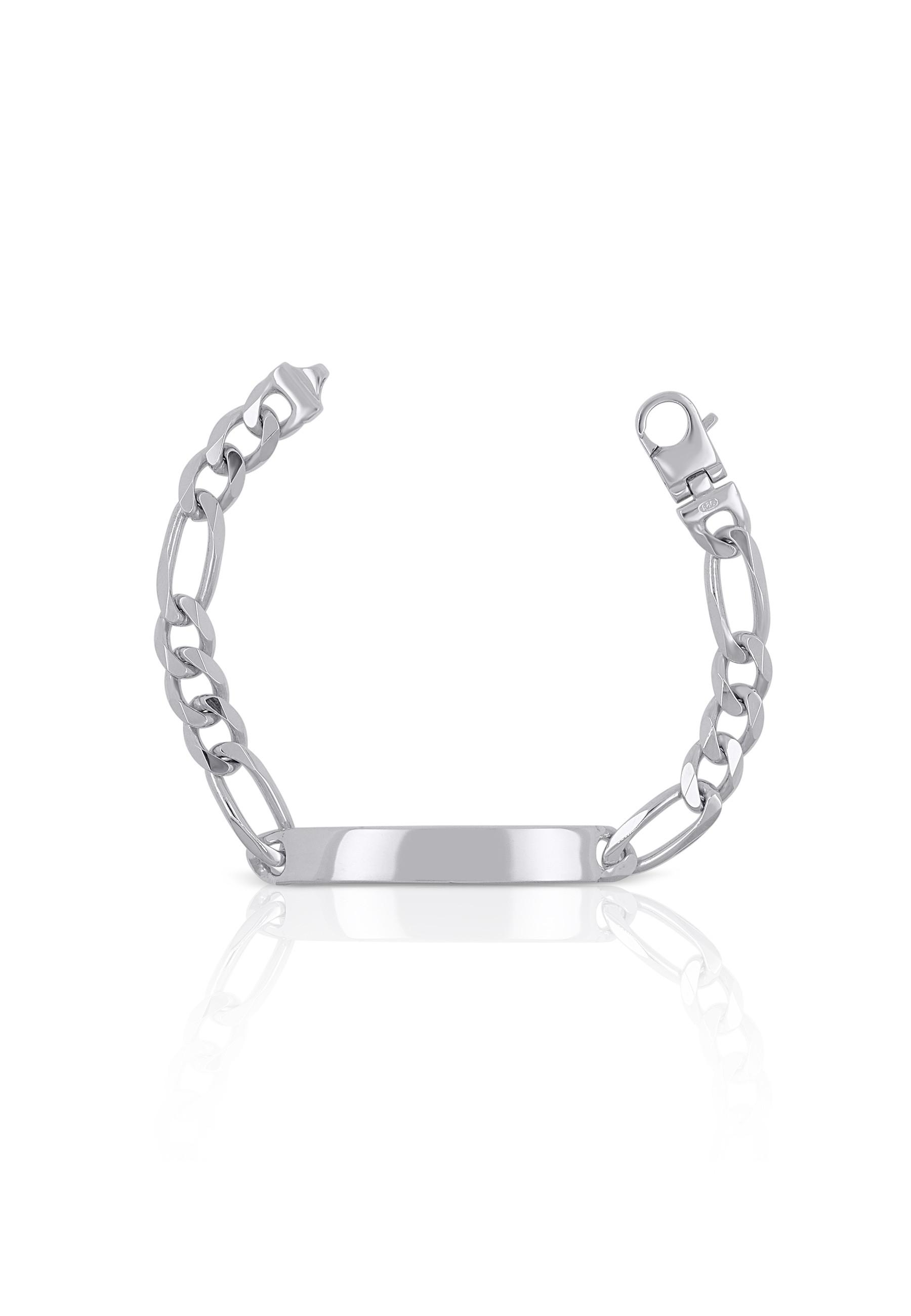 MUAU Schmuck  Plaketten-Armband Silber 925 Figaro, 8mm, 19cm 