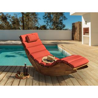Beliani Lettino Prendisole con Cuscino en Legno d'acacia Classico BRESCIA PREMIUM  