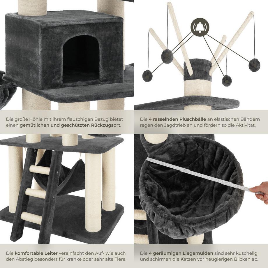 Tectake  Arbre à chat GISMO 195 cm avec griffoir et plateforme d'escalade 