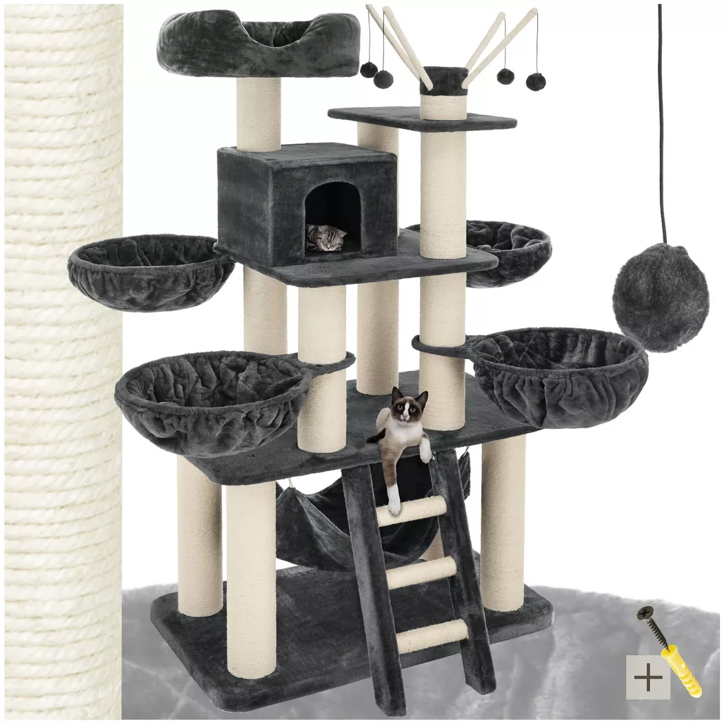 Tectake - Kratzbaum Gismo 195 cm Sisal, 130 cm, Weiss Bunt