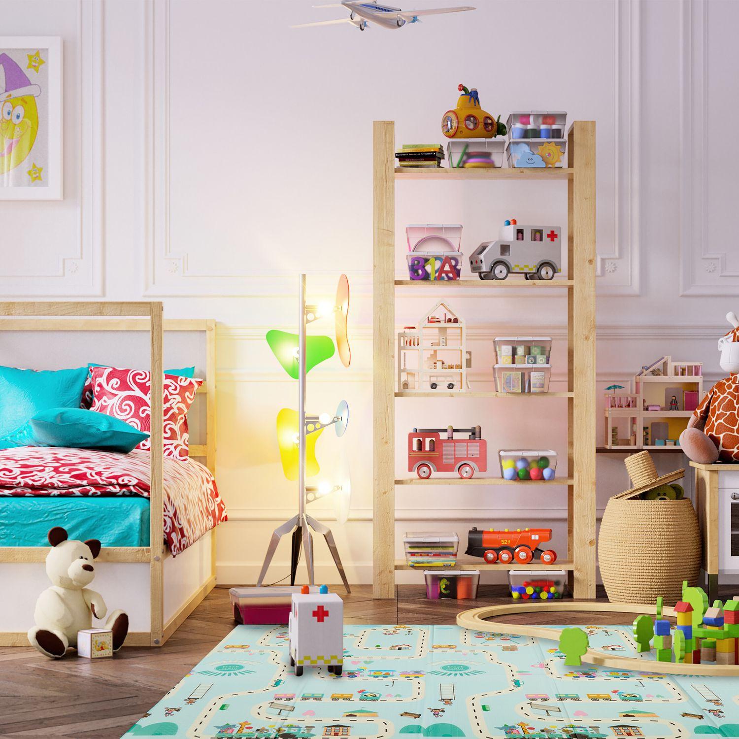 Northix Faltbare Spielmatte mit Dinosaurier und Zug  