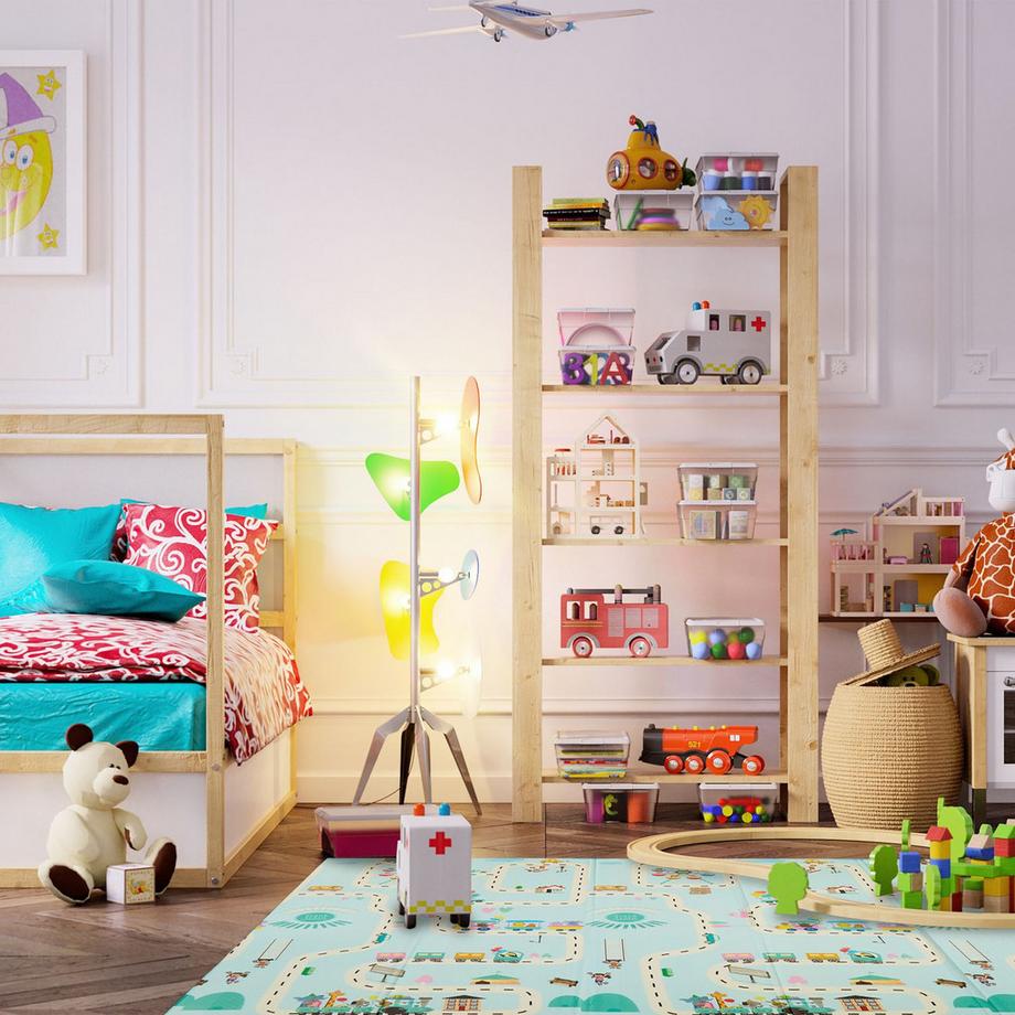 Northix Faltbare Spielmatte mit Dinosaurier und Zug  