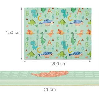 Northix Faltbare Spielmatte mit Dinosaurier und Zug  