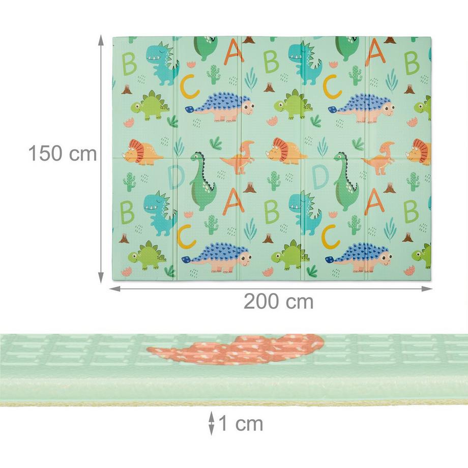 Northix Faltbare Spielmatte mit Dinosaurier und Zug  