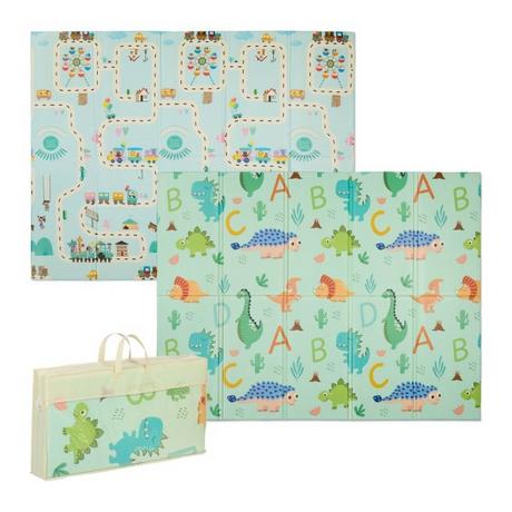 Northix Faltbare Spielmatte mit Dinosaurier und Zug  