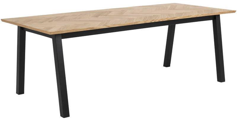 mutoni Table à manger Mara en placage de chêne à chevrons 220x95  