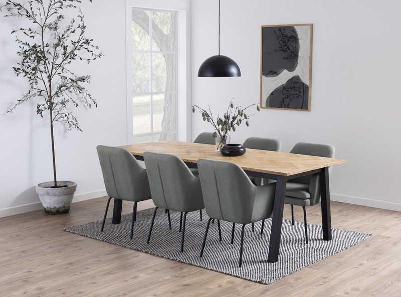 mutoni Tavolo pranzo Mara impiallacciato rovere spina di pesce 220x95  