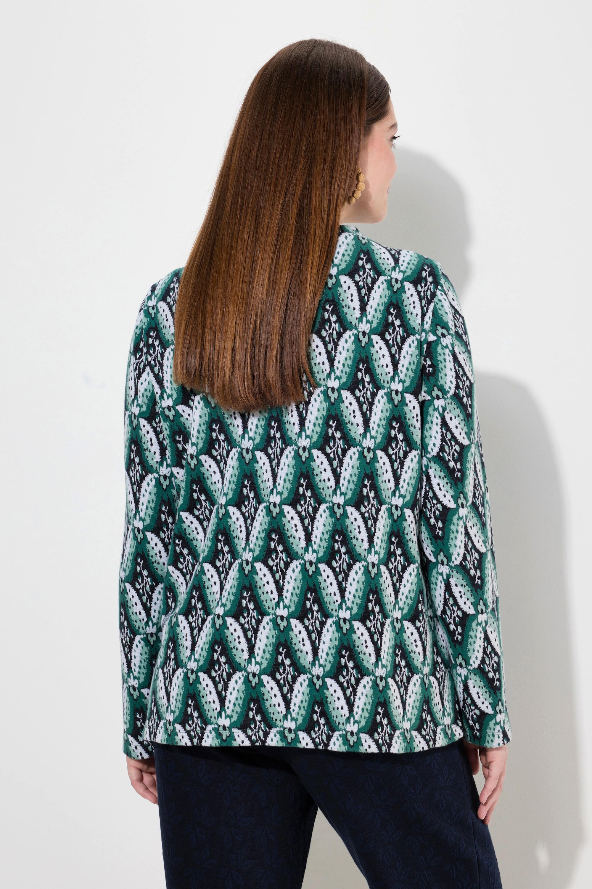 Ulla Popken Jacquard Stehkragen Langarm Sweatshirt  