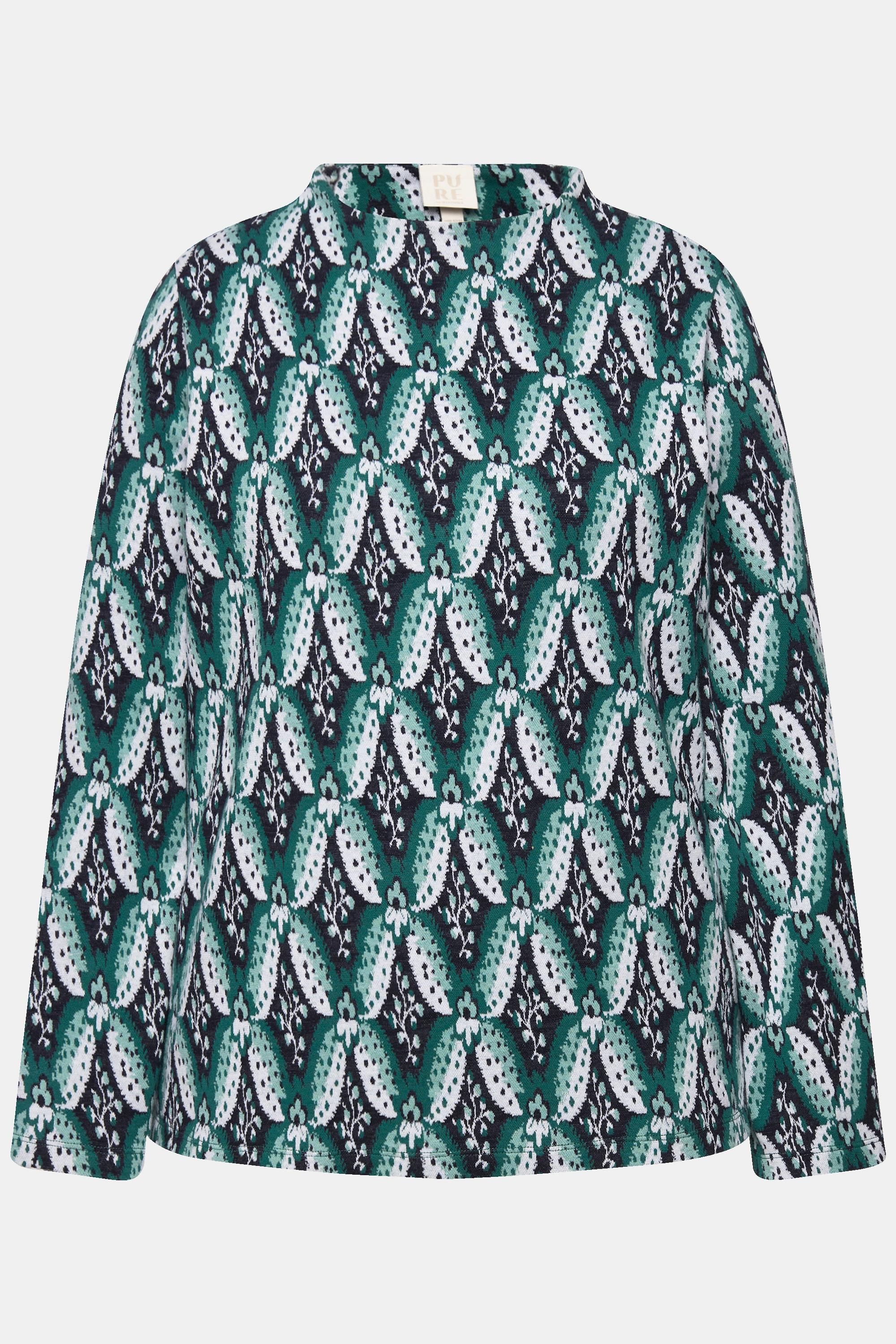 Ulla Popken Jacquard Stehkragen Langarm Sweatshirt  