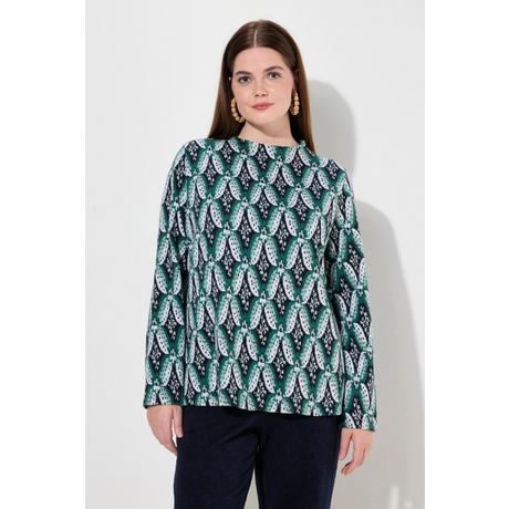 Ulla Popken Jacquard Stehkragen Langarm Sweatshirt  