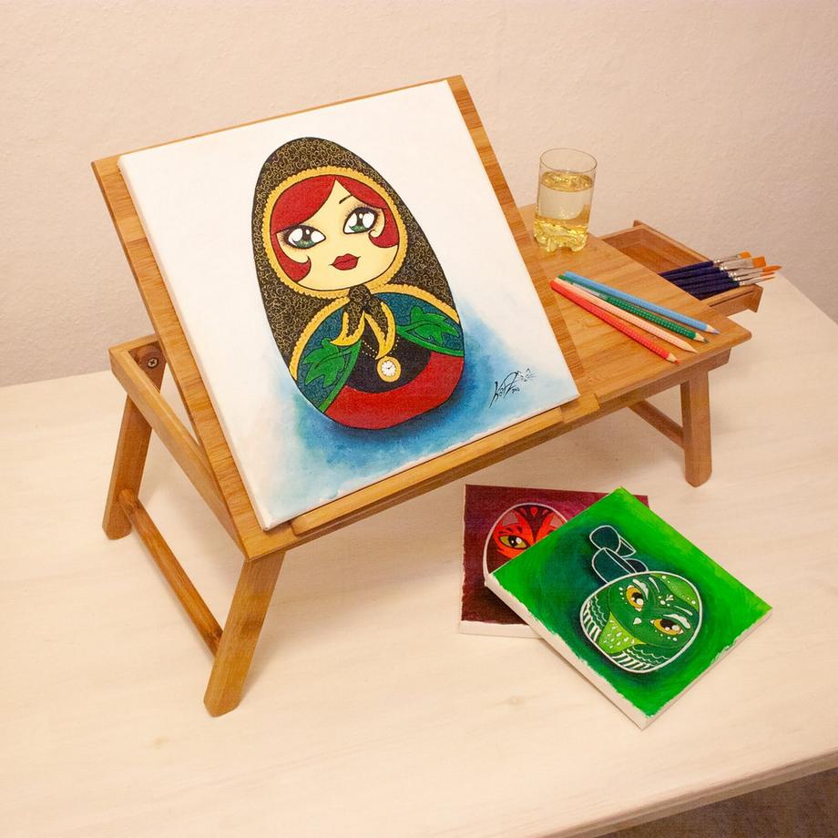 B2X  Zweiteiliges Betttablett aus Bambus 