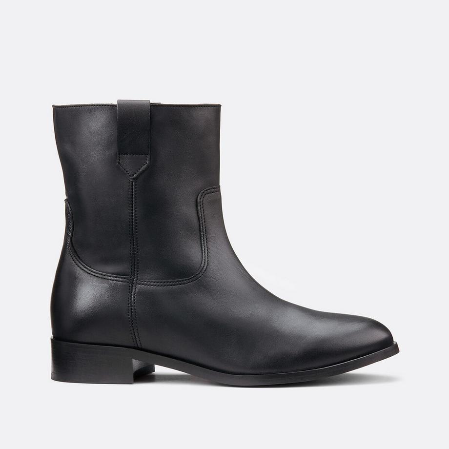 La Redoute Collections Boots en cuir à talon plat esprit western  