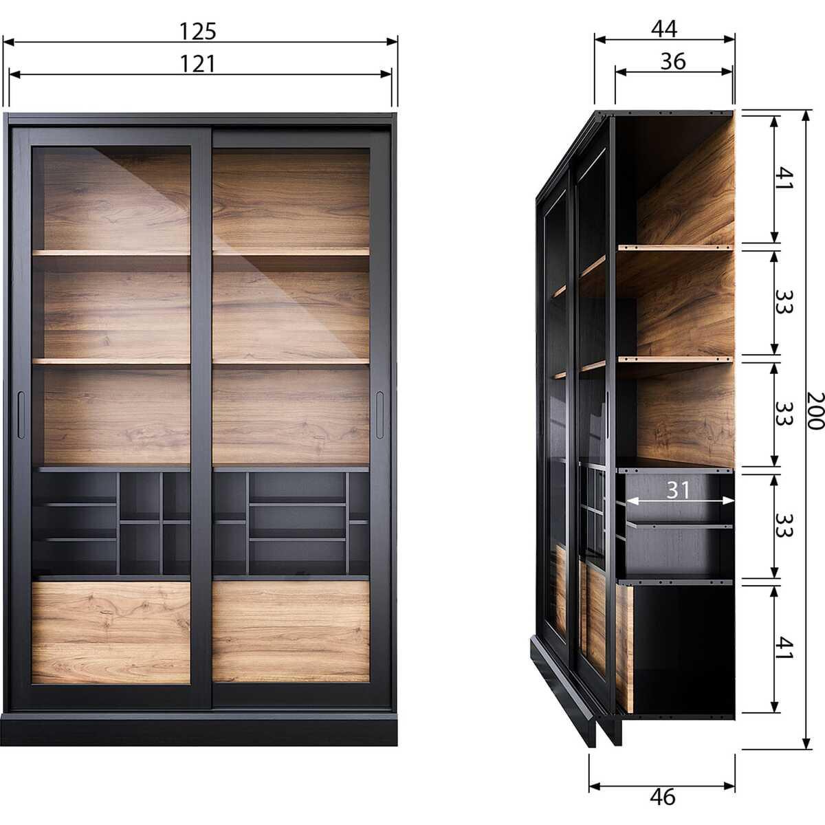 mutoni Vitrine Schrank James Kiefer Schwarz (FSC)  