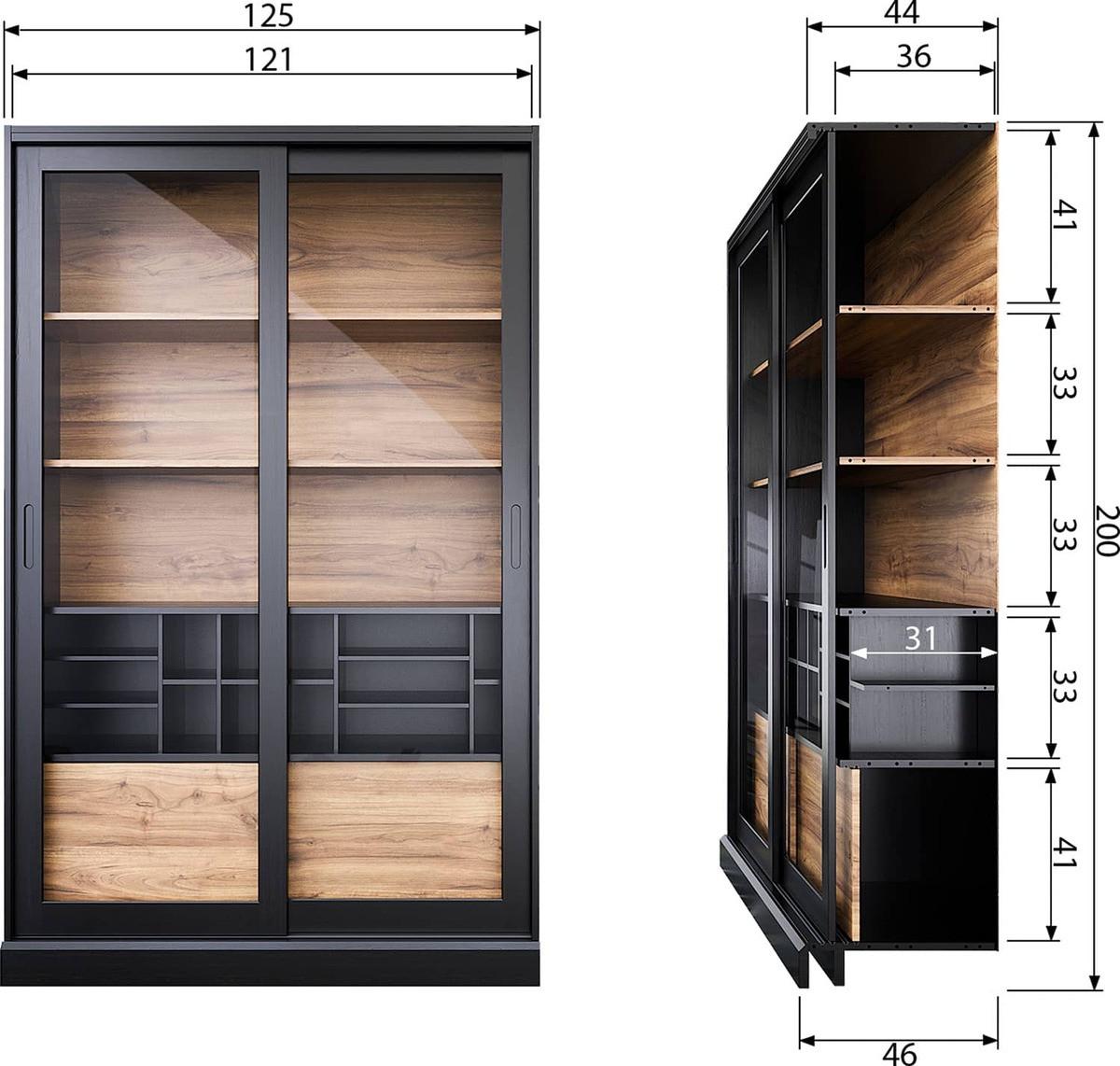 mutoni Vitrine Schrank James Kiefer Schwarz (FSC)  