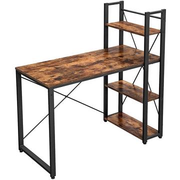 Computertisch aus Holz mit Loft-Regalen