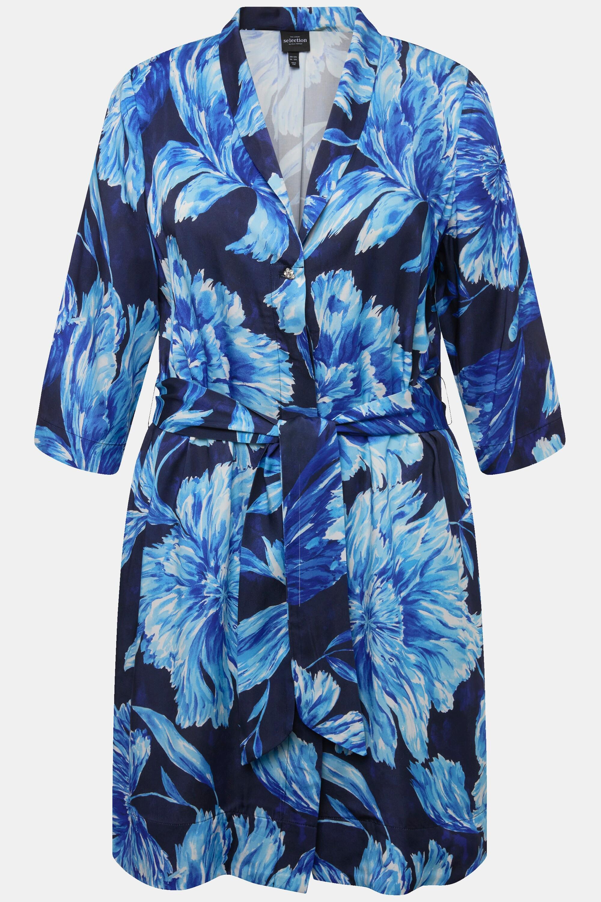 Ulla Popken Jacke längere offene Form Schalkragen 3/4-Arm  