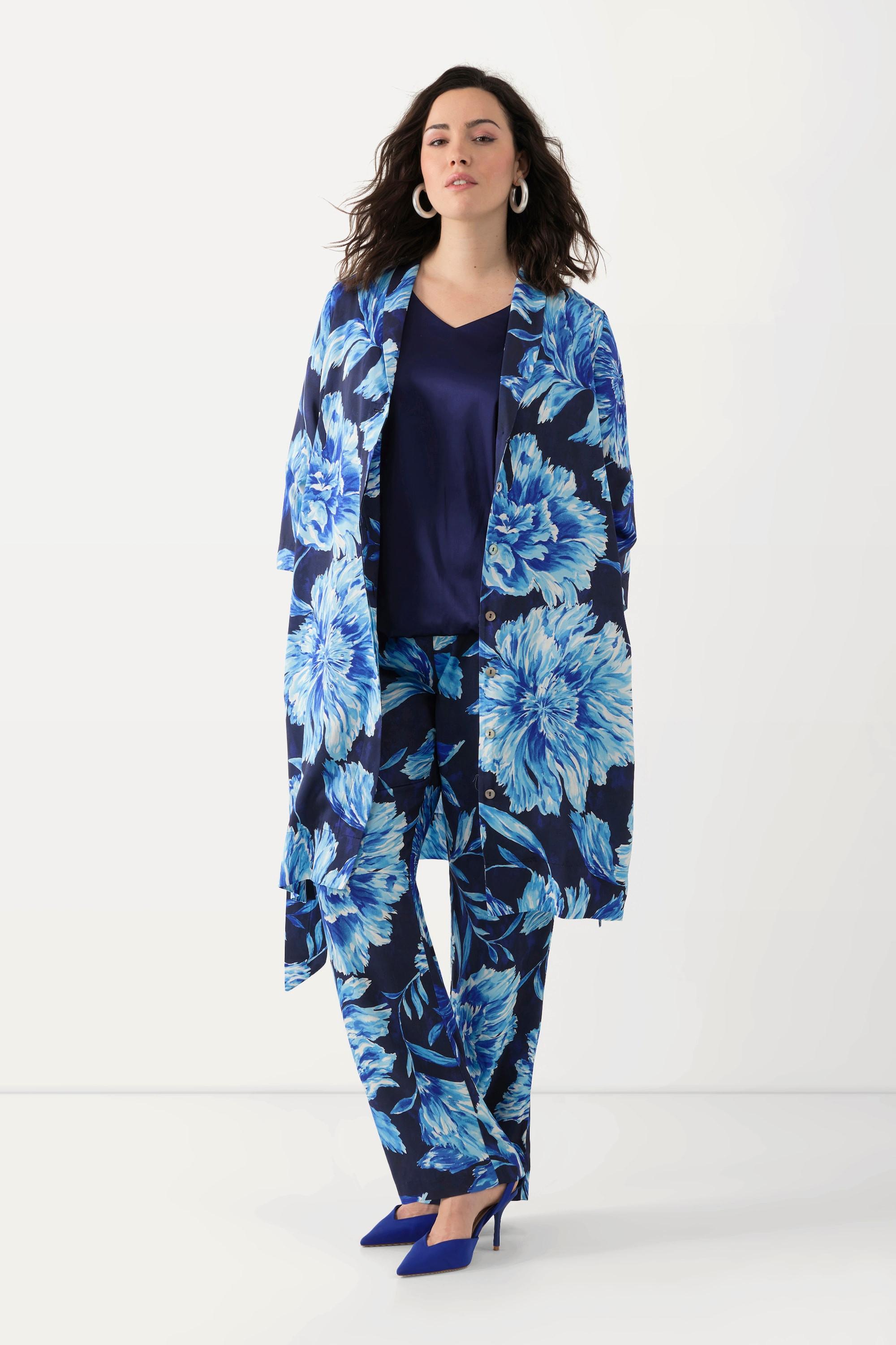 Ulla Popken Jacke längere offene Form Schalkragen 3/4-Arm  