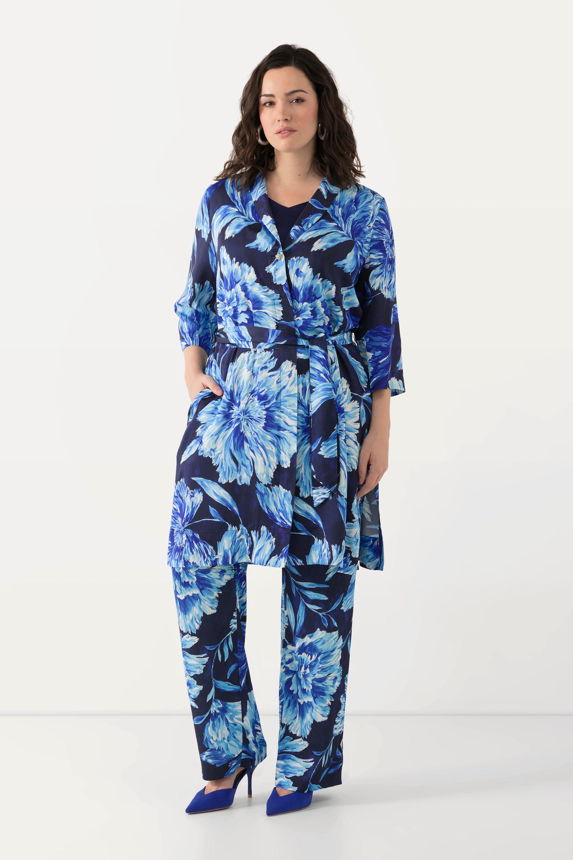 Ulla Popken Jacke längere offene Form Schalkragen 3/4-Arm  