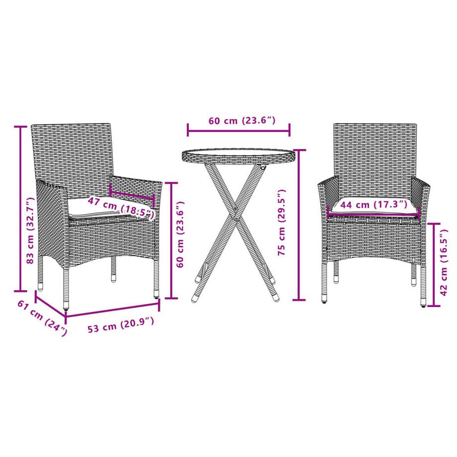 VidaXL Bistro set poly-rattan  
