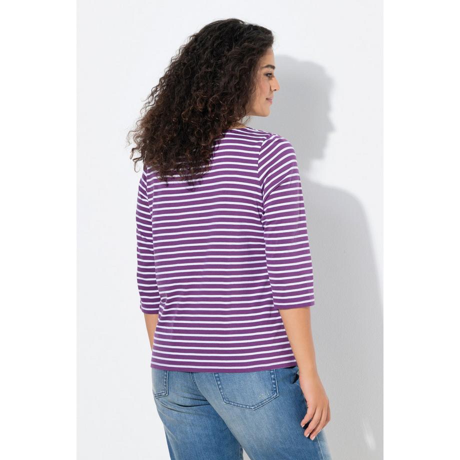 Ulla Popken Maglia a righe Classic Scollo rotondo Maniche 3/4  