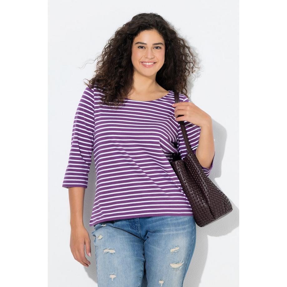 Ulla Popken Maglia a righe Classic Scollo rotondo Maniche 3/4  