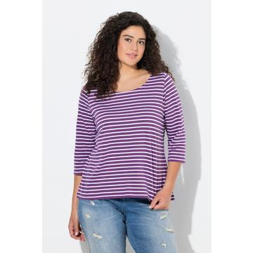 Maglia classica con righe, scollo rotondo e maniche a 3/4