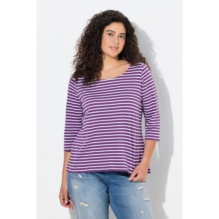 Ulla Popken Maglia a righe Classic Scollo rotondo Maniche 3/4  