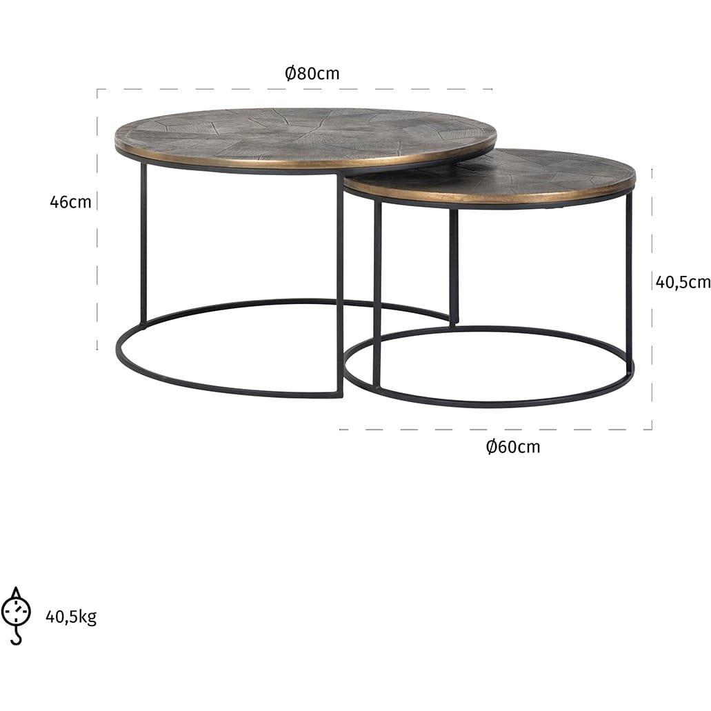 mutoni Couchtisch Tulum gold 80x80 (2er-Set)  