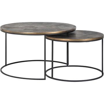 Table basse Tulum noir doré 80x80 (lot de 2)