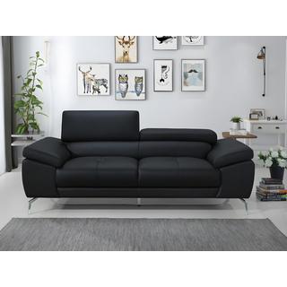 LINEA SOFA Divano 3 posti in pelle di bufalo nero GRETEL  