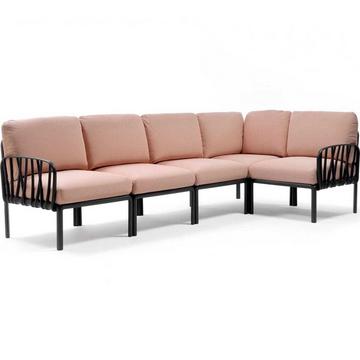 Chaise longue de jardin komodo (5 pièces) rose anthracite