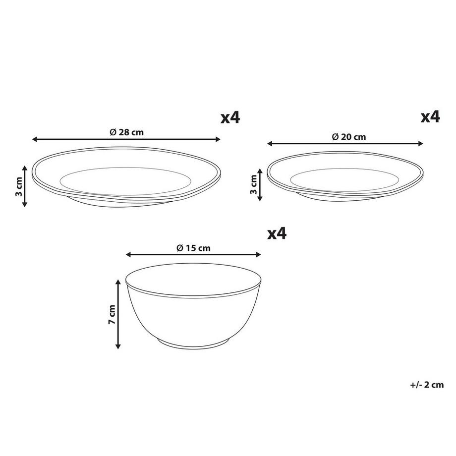 Beliani  Tafelservice 12-teilig aus Steinzeug  CHERVIL 