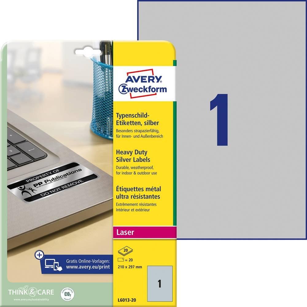 Avery-Zweckform Avery Zweckform Typenschild-Etiketten, 210 x 297 mm, 20 Bogen/20 Etiketten  