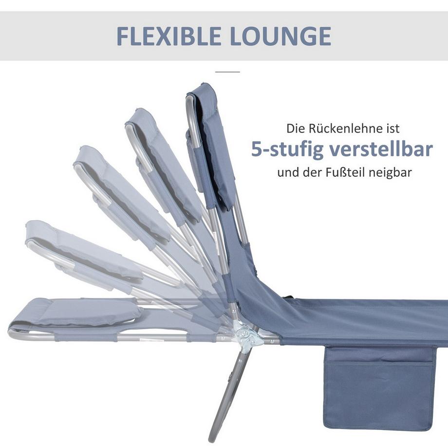 Northio Chaise longue de jardin pliante avec fenêtre de lecture, oreiller, chaise longue avec dossier réglable en 5 directions, chaise longue de camping résistante aux intempéries pouvant supporter jusqu'à 120 kg, pour jardin, plage, piscine, gris  