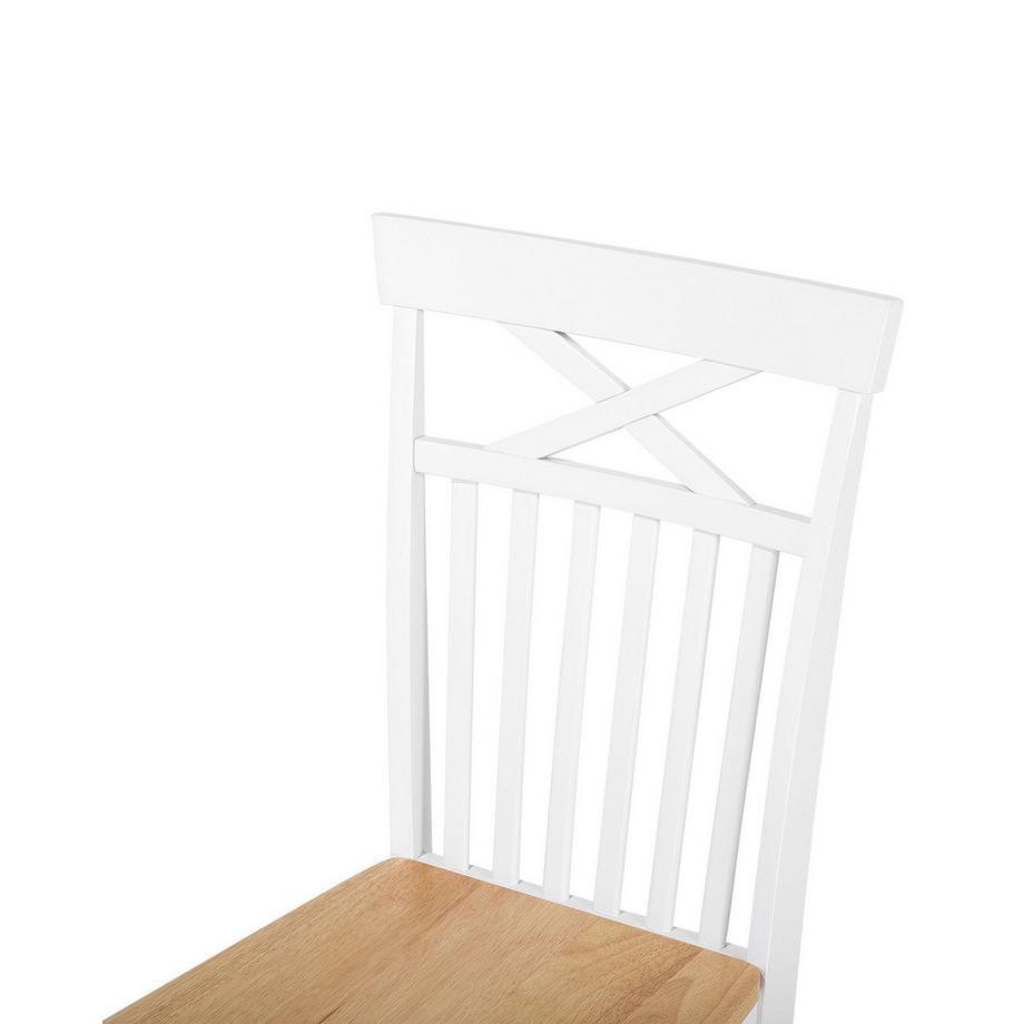 Beliani Esszimmerstuhl 2er Set aus Gummibaumholz Landhausstil HOUSTON  