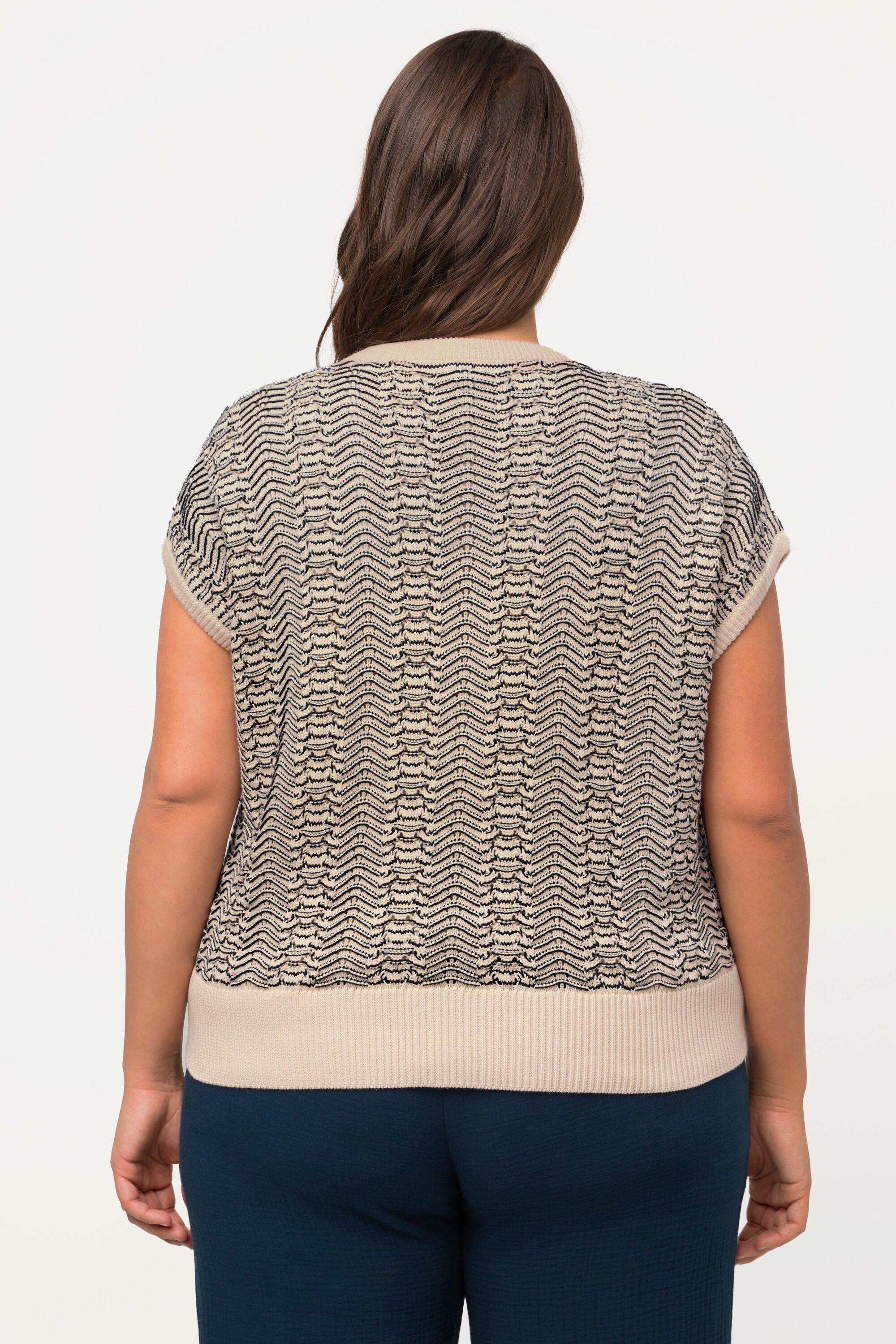 Ulla Popken Pull sans manches texturé col V  