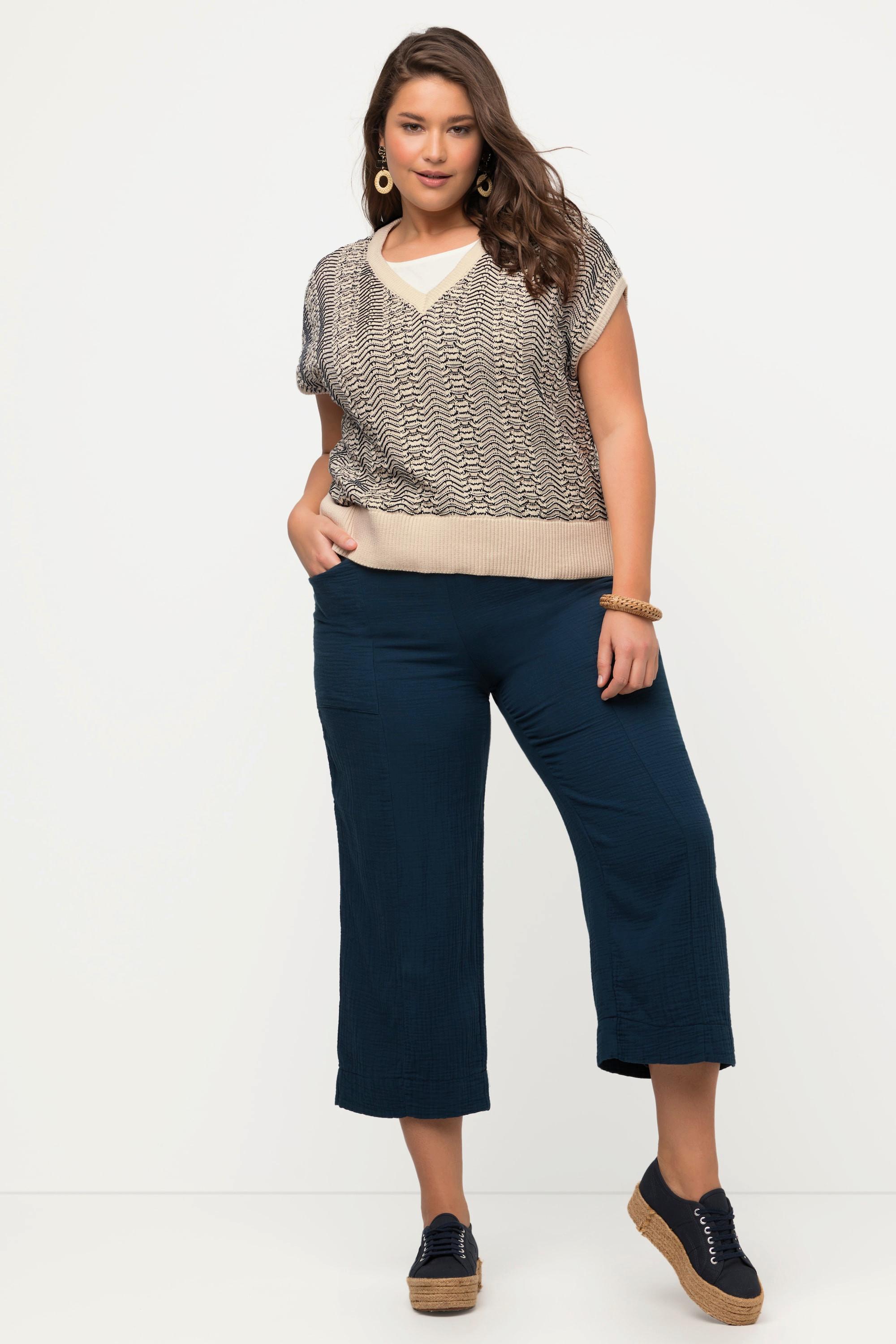 Ulla Popken Pull sans manches texturé col V  