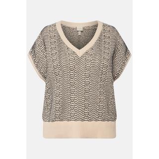 Ulla Popken Pull sans manches texturé col V  