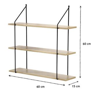 Calicosy Wandregal 3 Ebenen Holzdekor L60 cm  