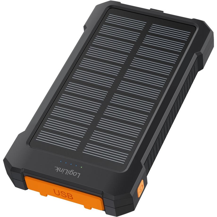 LogiLink  Solar Powerbank 10.000 mAh 2xUSB-A + USB-C Ein-/Ausgang 12 W 