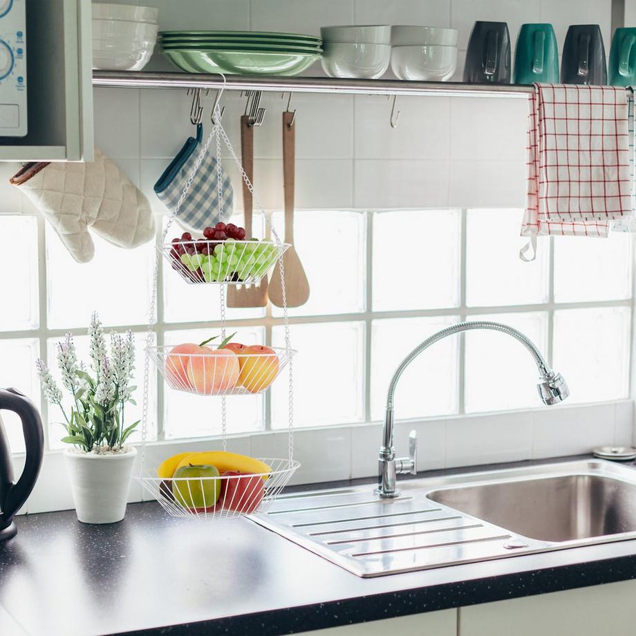 B2X Hängender Obstkorb in Weiß  