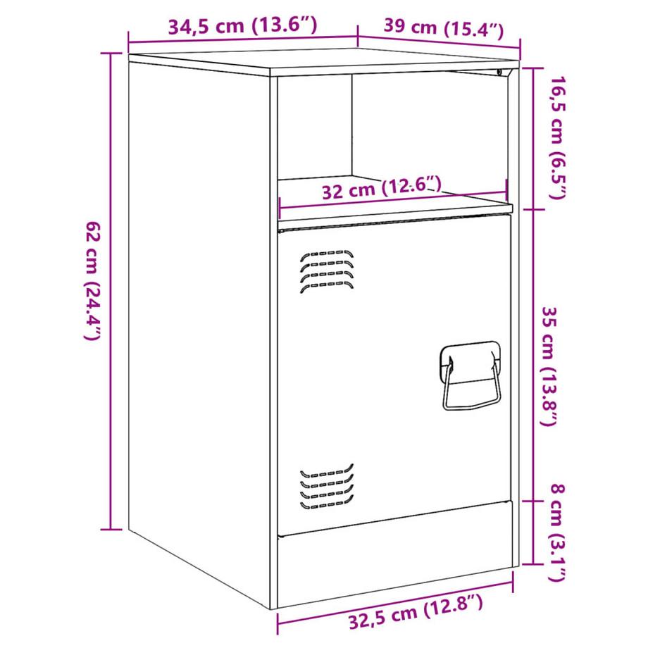 VidaXL Armoire de chevet acier  